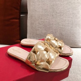 Valentino Spring Summer Soft Sheepskin Slippers Gold