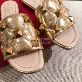 Valentino Spring Summer Soft Sheepskin Slippers Gold