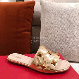 Valentino Spring Summer Soft Sheepskin Slippers Gold