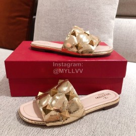 Valentino Spring Summer Soft Sheepskin Slippers Gold