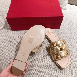 Valentino Spring Summer Soft Sheepskin Slippers Gold