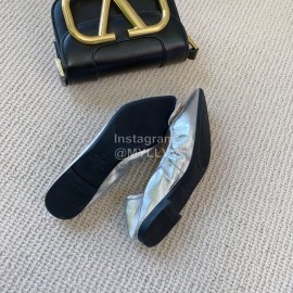 Valentino Soft Sheepskin Flat Ballet Shoes For Women Silver