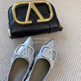 Valentino Soft Sheepskin Flat Ballet Shoes For Women Silver