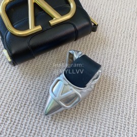 Valentino Soft Sheepskin Flat Ballet Shoes For Women Silver