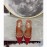Valentino New Linen Leather Rivet High Heel Sandals Red