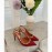Valentino New Linen Leather Rivet High Heel Sandals Red