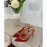 Valentino New Linen Leather Rivet High Heel Sandals Red