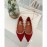 Valentino New Linen Leather Rivet Flat Heel Shoes Red