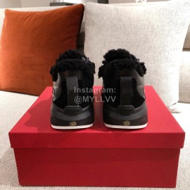 Valentino Winter Thick Soled Wool Sneakers For Women Black