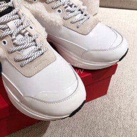 Valentino Winter Thick Soled Wool Sneakers For Women White