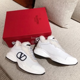 Valentino Winter Thick Soled Wool Sneakers For Women White