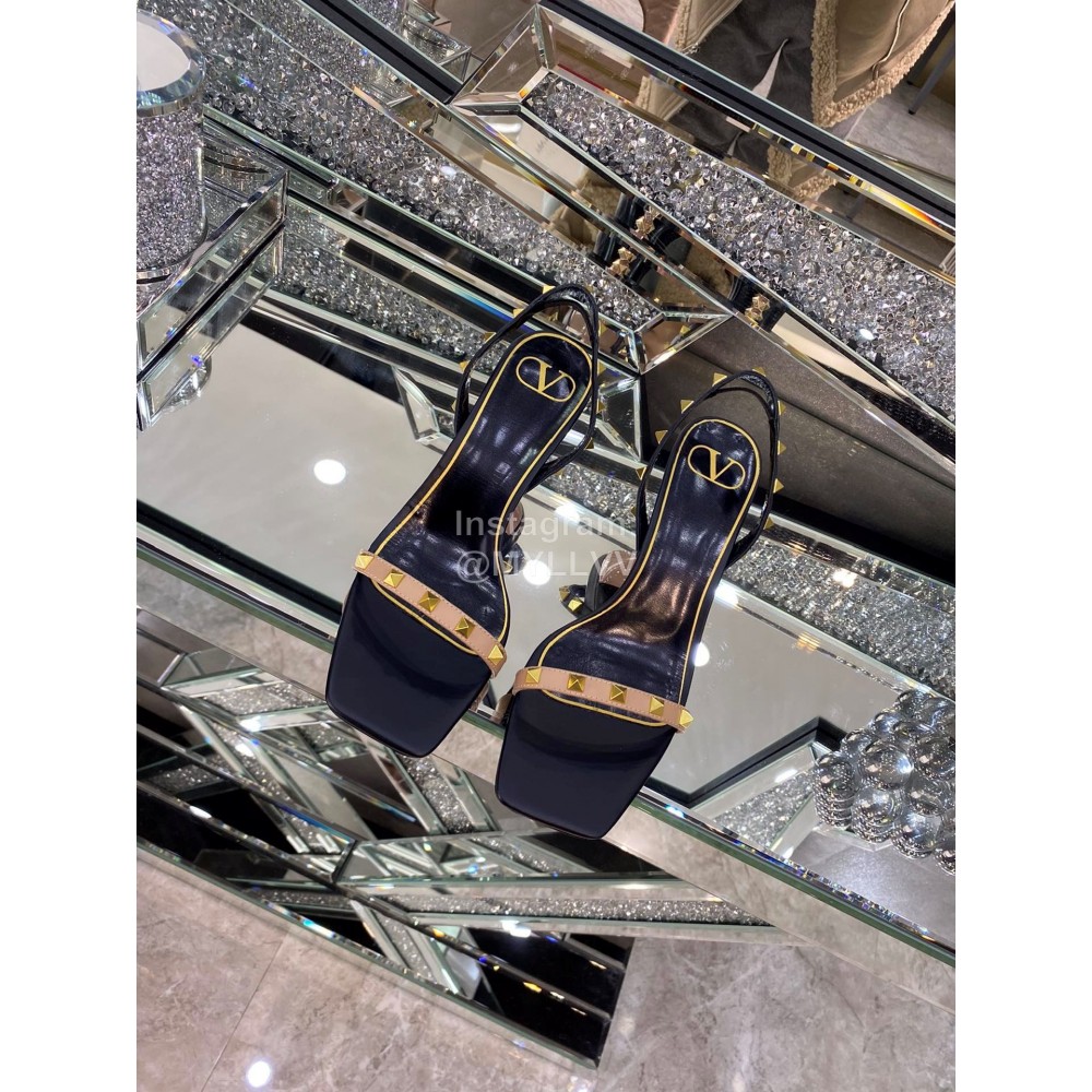 Valentino Summer Leather Elegant High Heel Sandals Black