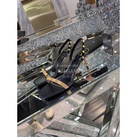 Valentino Summer Leather Elegant High Heel Sandals Black