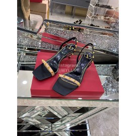 Valentino Summer Leather Elegant High Heel Sandals Black