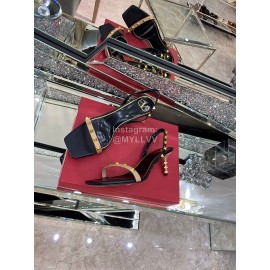 Valentino Summer Leather Elegant High Heel Sandals Black