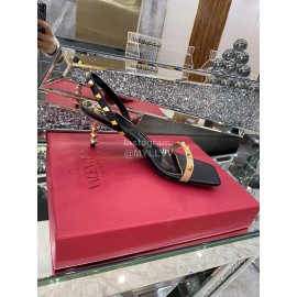 Valentino Summer Leather Elegant High Heel Sandals Black