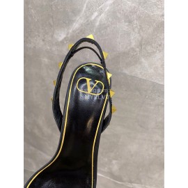 Valentino Summer Leather Elegant High Heel Sandals Black