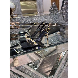 Valentino Summer Leather Elegant High Heel Black Sandals