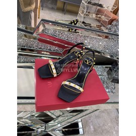 Valentino Summer Leather Elegant High Heel Black Sandals