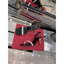 Valentino Summer Leather Elegant High Heel Black Sandals