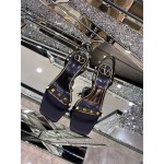 Valentino Summer Black Leather Elegant High Heel Sandals