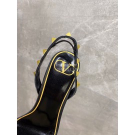 Valentino Summer Black Leather Elegant High Heel Sandals