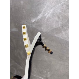 Valentino Summer White Leather Elegant High Heel Sandals