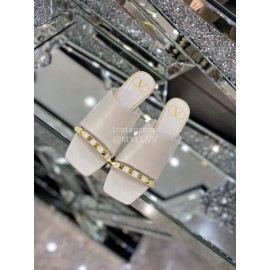 Valentino Summer Leather Elegant High Heel Slippers White