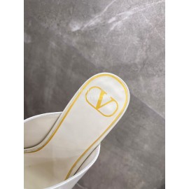 Valentino Summer Leather Elegant High Heel Slippers White