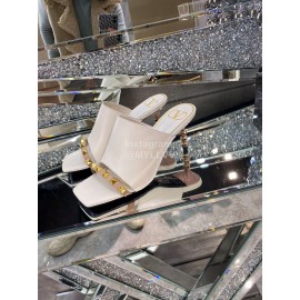 Valentino Summer White Leather Elegant High Heel Slippers