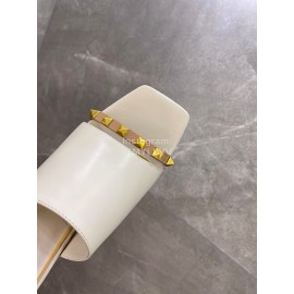 Valentino Summer White Leather Elegant High Heel Slippers