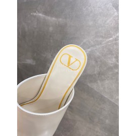 Valentino Summer White Leather Elegant High Heel Slippers