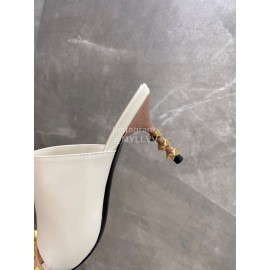 Valentino Summer White Leather Elegant High Heel Slippers