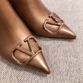 Valentino Winter New Metal V-Button High Heel Boots For Women