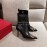 Valentino Autumn Winter New Metal V-Button High Heel Boots For Women Black