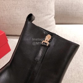 Valentino Autumn Winter New Metal V-Button High Heel Boots For Women Black