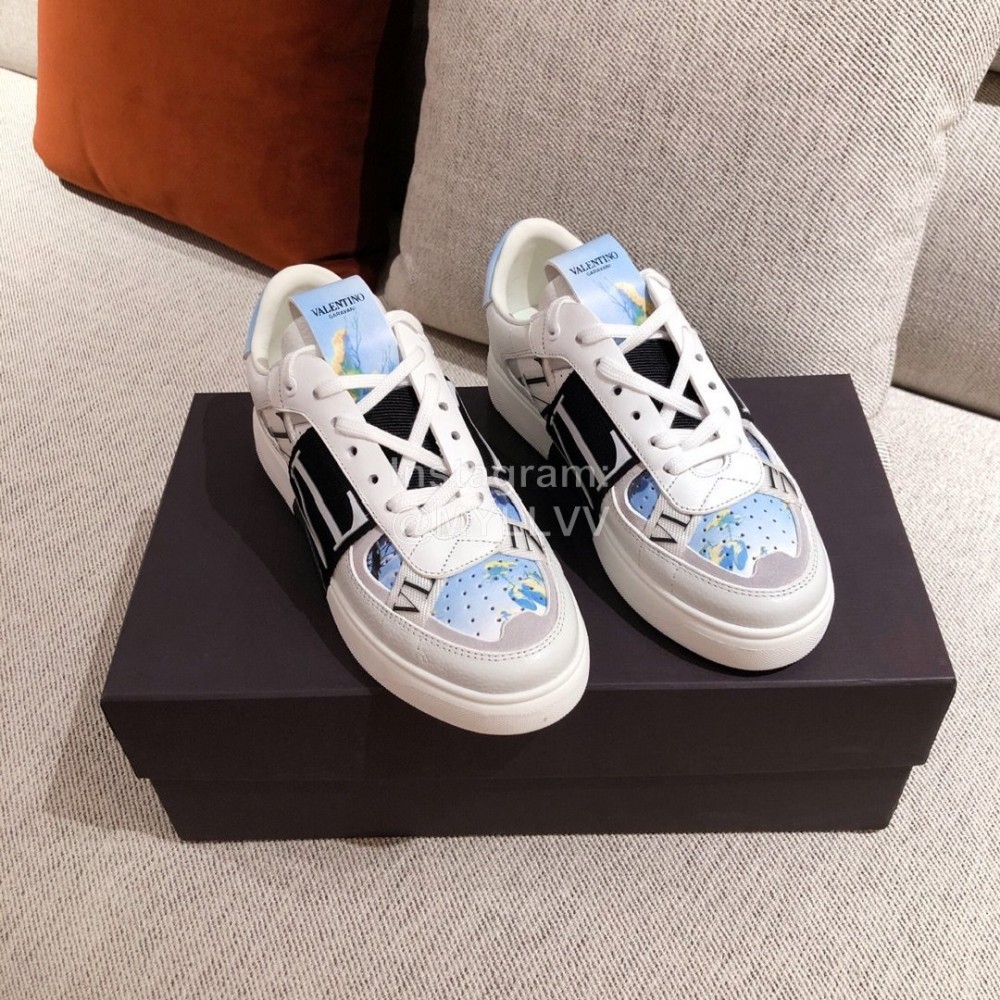 Valentino New Printed Couple Blue Sneakers