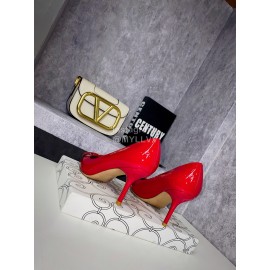 Valentino Spring V-Button Red Leather High Heels For Women
