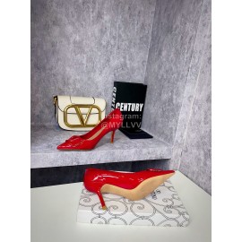 Valentino Spring V-Button Red Leather High Heels For Women