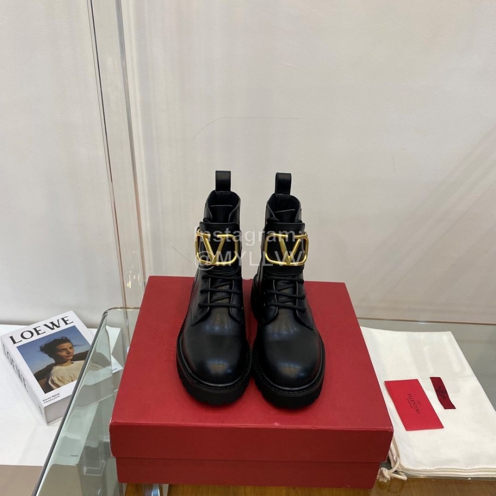 Valentino Black Leather Martin Boots