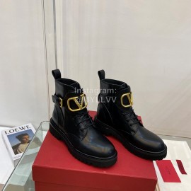 Valentino Black Leather Martin Boots