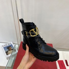 Valentino Black Leather Martin Boots
