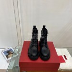Valentino Black Leather Martin Boots For Women