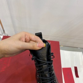 Valentino Black Leather Martin Boots For Women