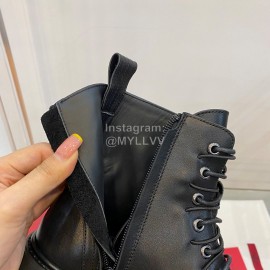 Valentino Black Leather Martin Boots For Women