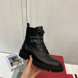 Valentino Black Leather Martin Boots For Women