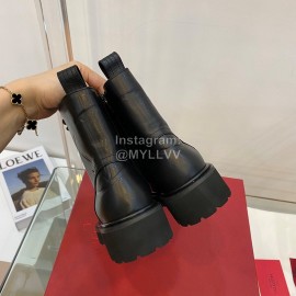 Valentino Black Leather Martin Boots For Women