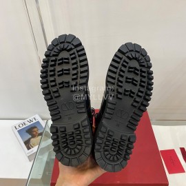 Valentino Black Leather Martin Boots For Women