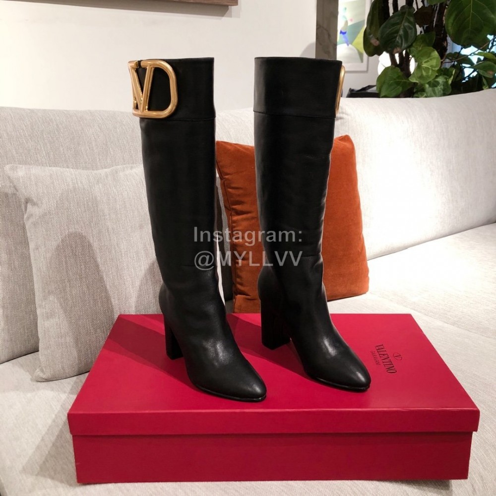 Valentino Fall Winter Black Sheepskin High Heel Long Boots 