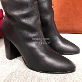 Valentino Fall Winter Black Sheepskin High Heel Long Boots 